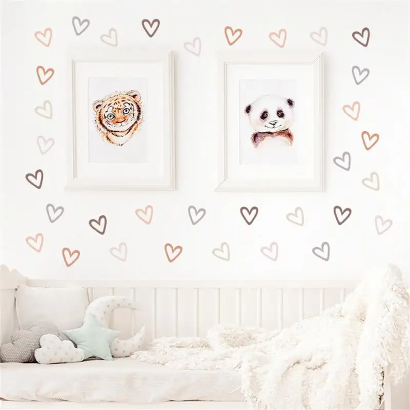 36pcs Trendy Boho Style Heart Shape Wall Stickers Bohemian Wall Decals for Bedroom Kids Room Living Room Nursery Room Home Decor