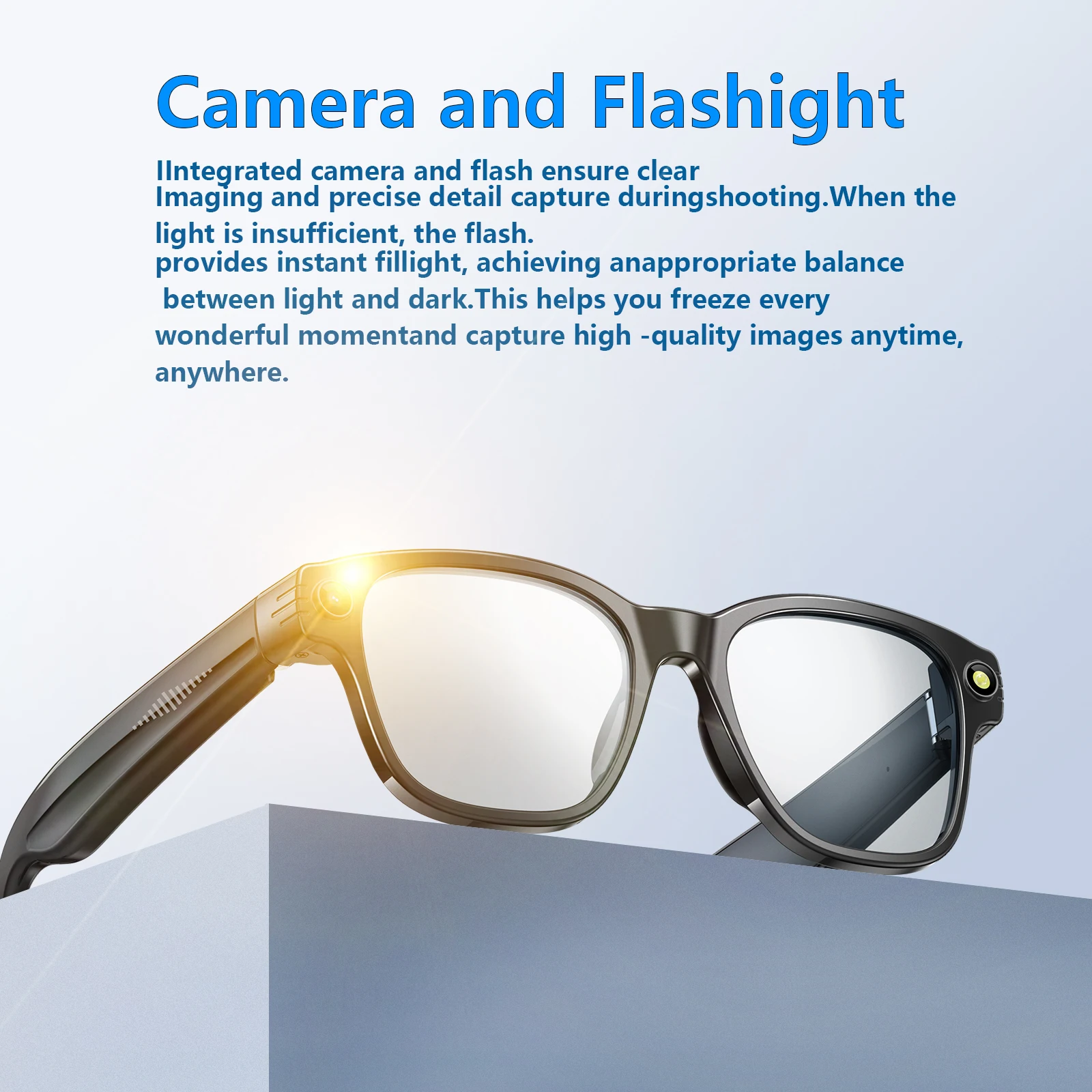 النظارات الذكية تسجيل فيديو AI التعرف على الصور الإجابة الترجمة 270mAh بطارية كبيرة IP65 مقاوم للماء Bluetooth5.4 نظارات