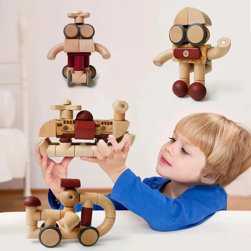 

Other Educational Toys Wooden Building Block Toy Magnetic Blocks for Kids Montessori