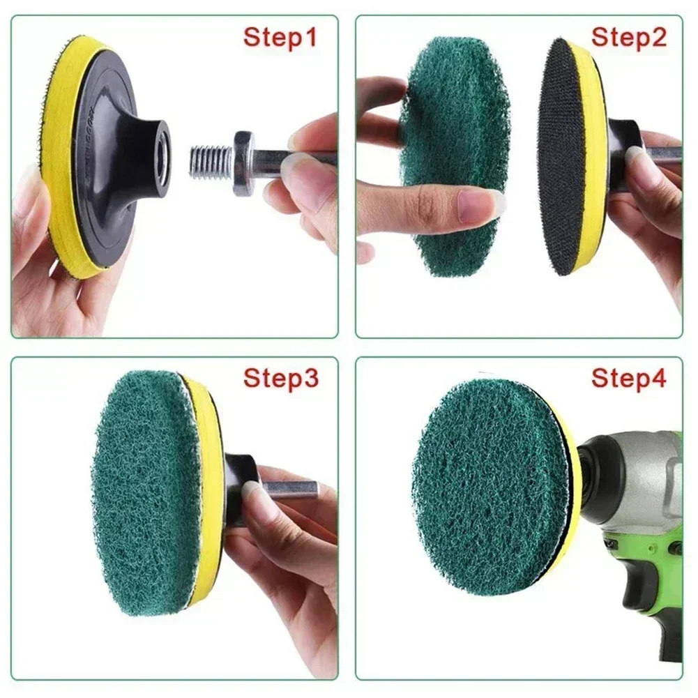 5pcs 4Inch Cleaning Cloth Scrub Pad Industrial Scouring Pads Nylon Polishing Pad For Cleaning Showers Bathtubs Sinks Tile Grout