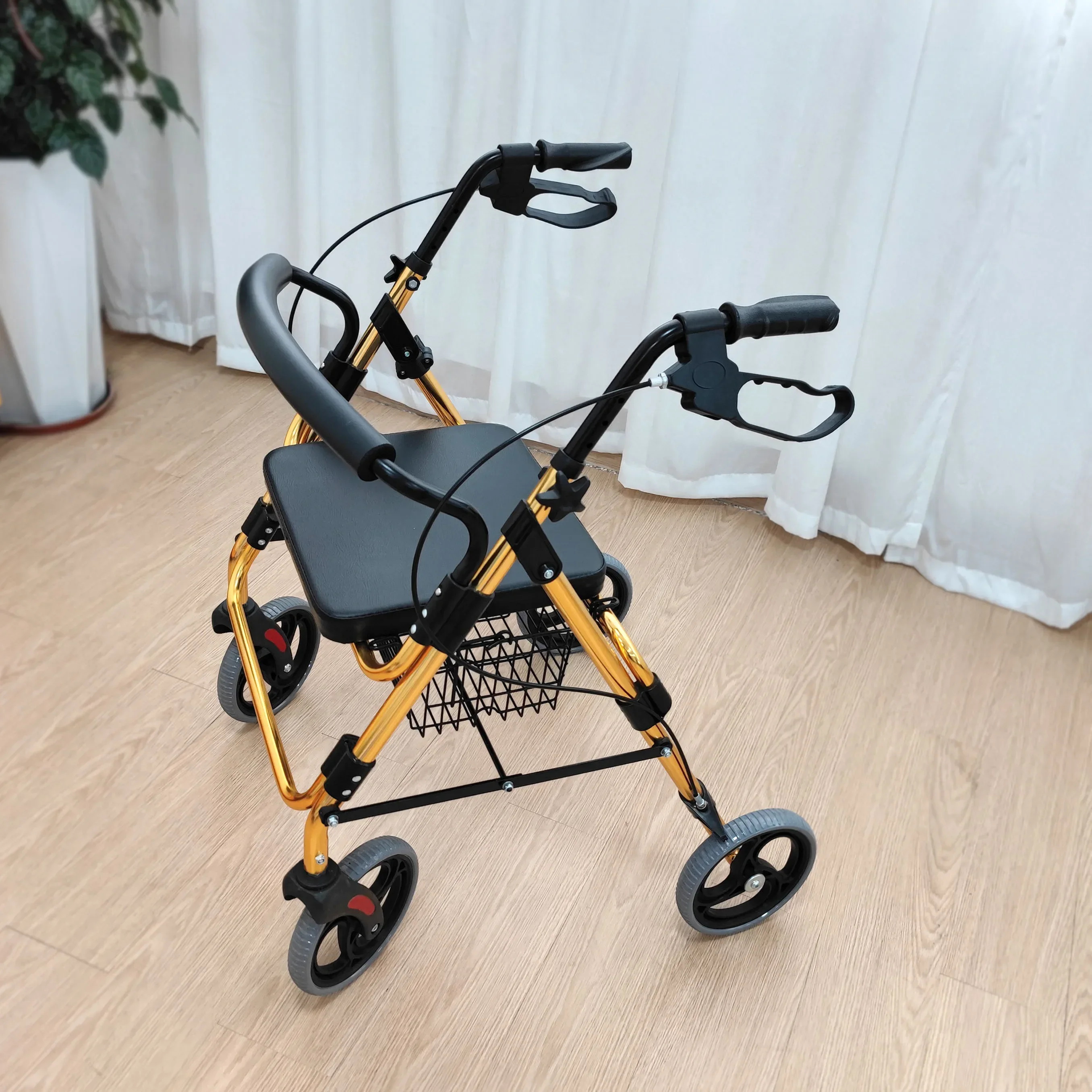 Walking Aids Folding Outdoor Lightweight Aluminium Adults Elderly Frame Foldable Upright Walker Rollator with Seat