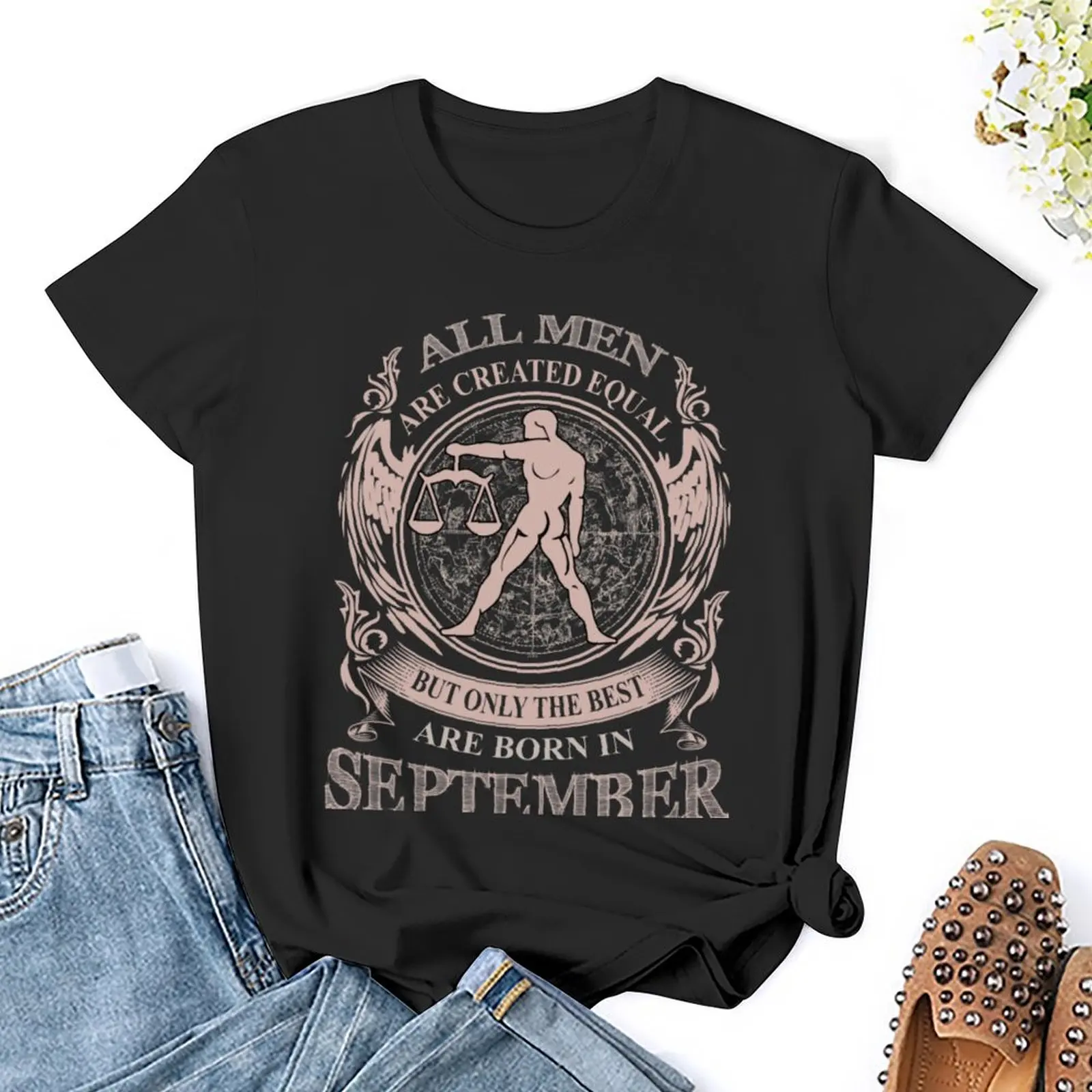 All men are created equal but only the best are born in September Libra T-Shirt customizeds plus size tops Women's clothing image 5