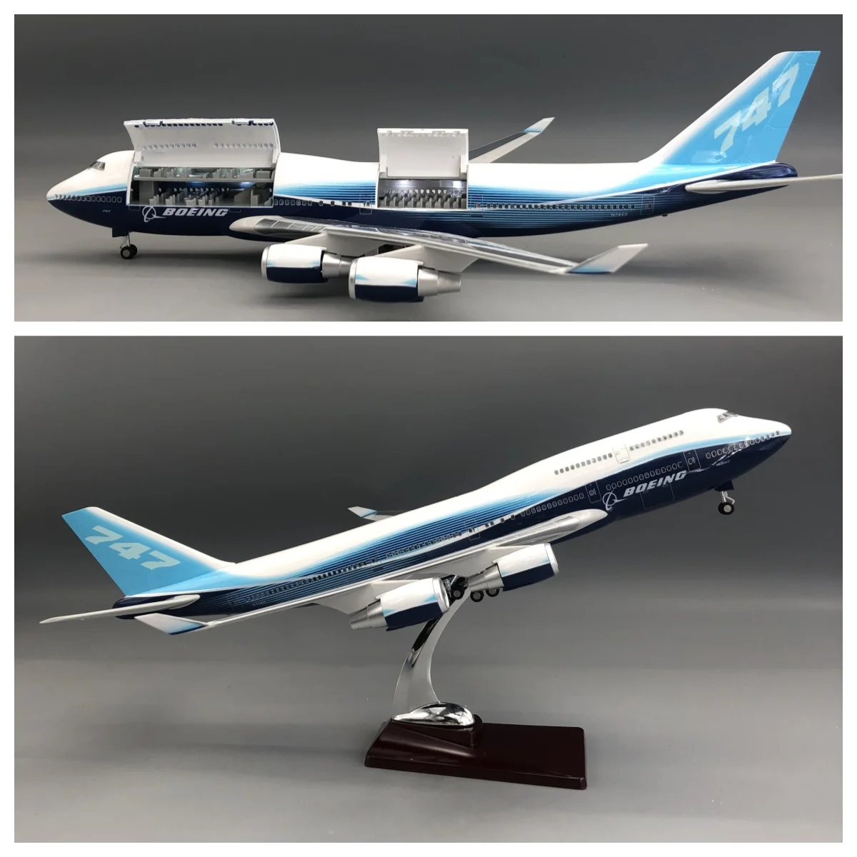 

1:150 Scale Plane Model b747 prototype Resin 747 with Light Landing Gears Hatches Can Be Opened Souvenir Plane Collected Gift