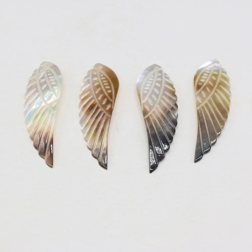 Natural Freshwater Black Shell Pendant with Exquisite Wing Shaped Beaded Jewelry Making DIY Necklace Earrings Accessories Gift