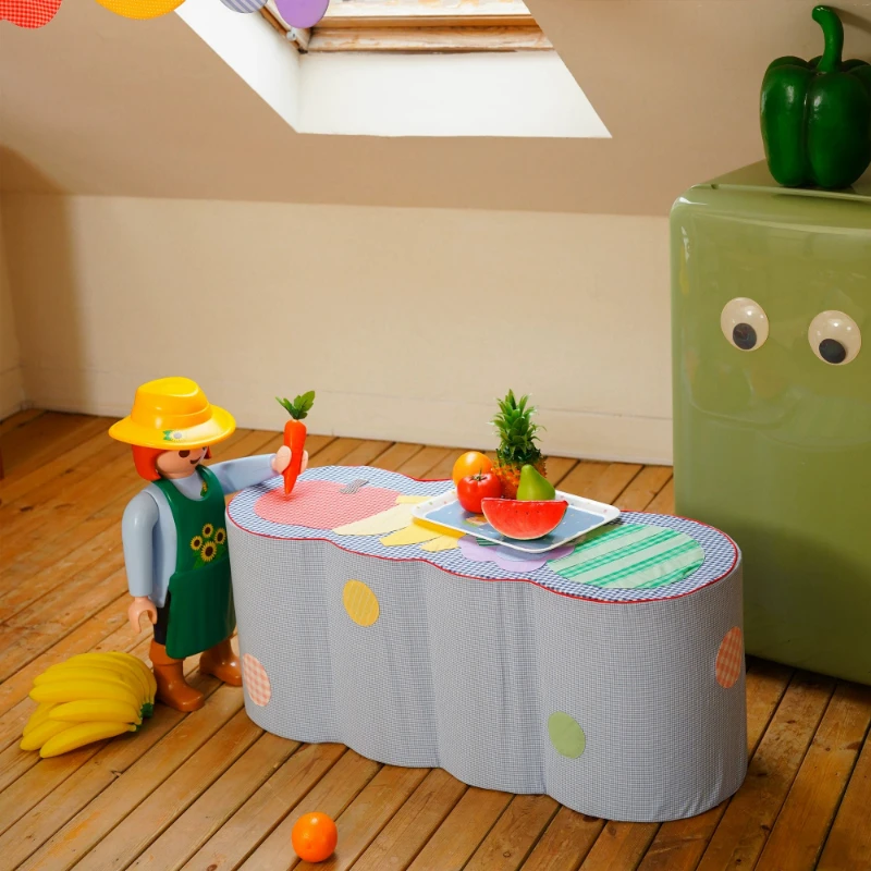 Vintage childlike cute patchwork fruit dopamine integrated sponge sofa stool