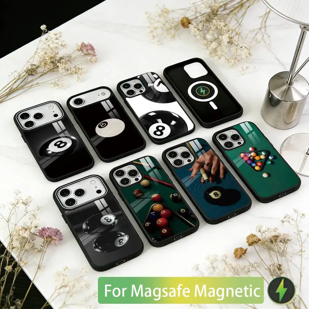 

Чехол для телефона с дизайном бильярдного кия для iPhone 17, 16, 15, 14, 13, 12, 11 Plus, Pro, магнитный, для беспроводной зарядки Magsafe