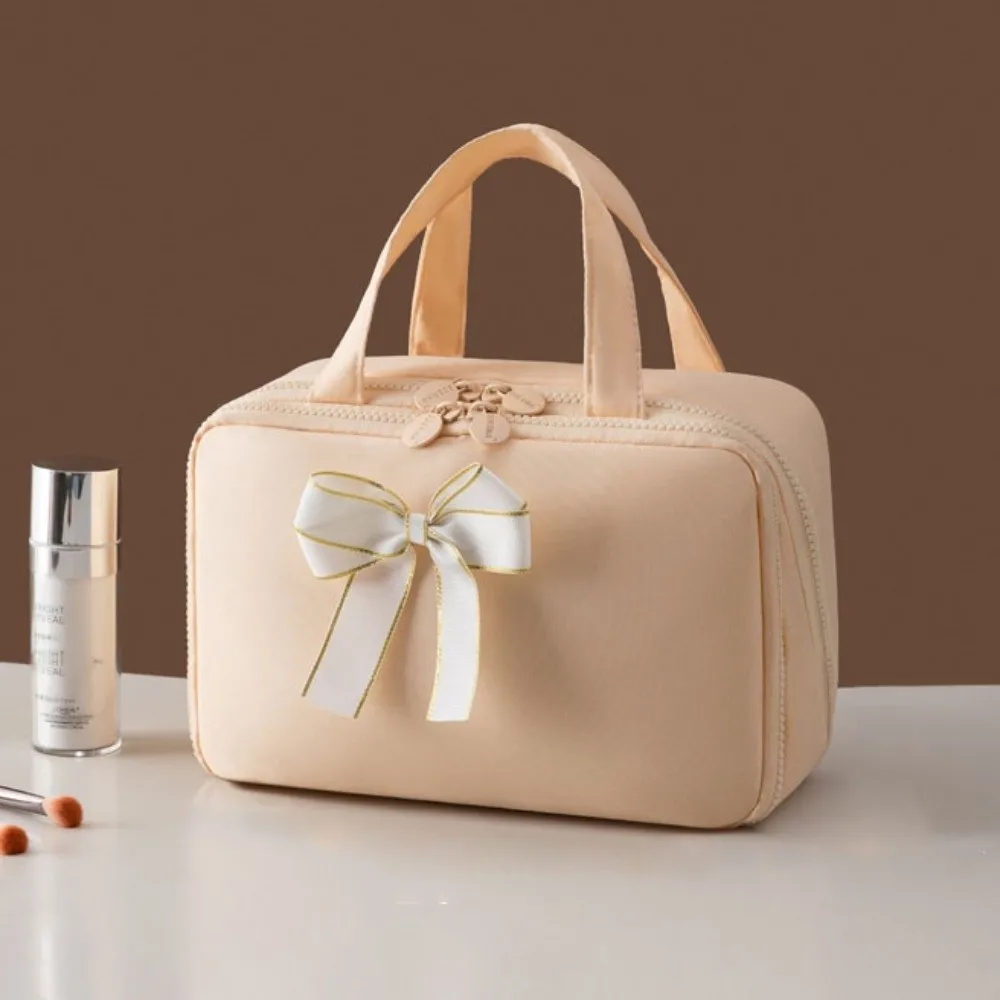 

Bow Cosmetic Storage Bag Large Capacity Waterproof Toiletries Storage Pouch Dustproof Multi-Functional Travel Makeup Handbag
