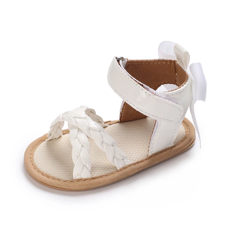 2023Cute Pre School Summer Sandals White Baptist Princess Casual Soft Rubber Sole Anti slip Single Shoes 0-18MBaby Walking Shoes