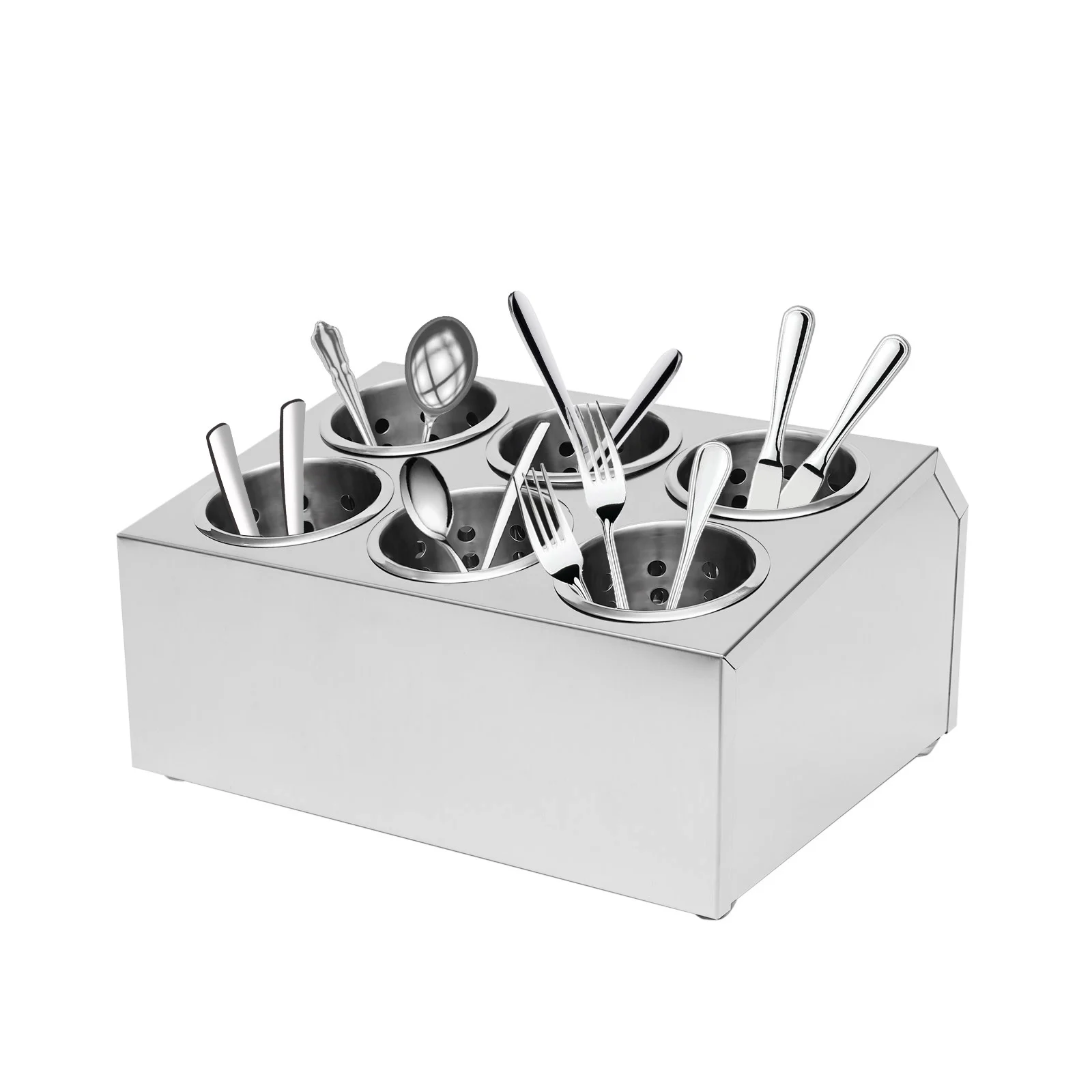 

6-Bay Stainless Steel Flatware Holder, Commercial Kitchen Cutlery Organizer for Restaurant Cafeteria Home Use