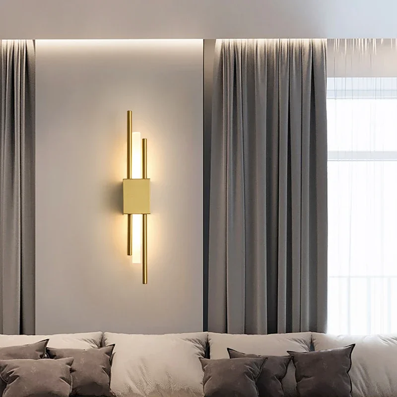 

FSS Postmodern Golden Wall Lamp Light Luxury Simple For Living room Background Wall Bedroom Bedside Lamp Creative Aisle Lamps