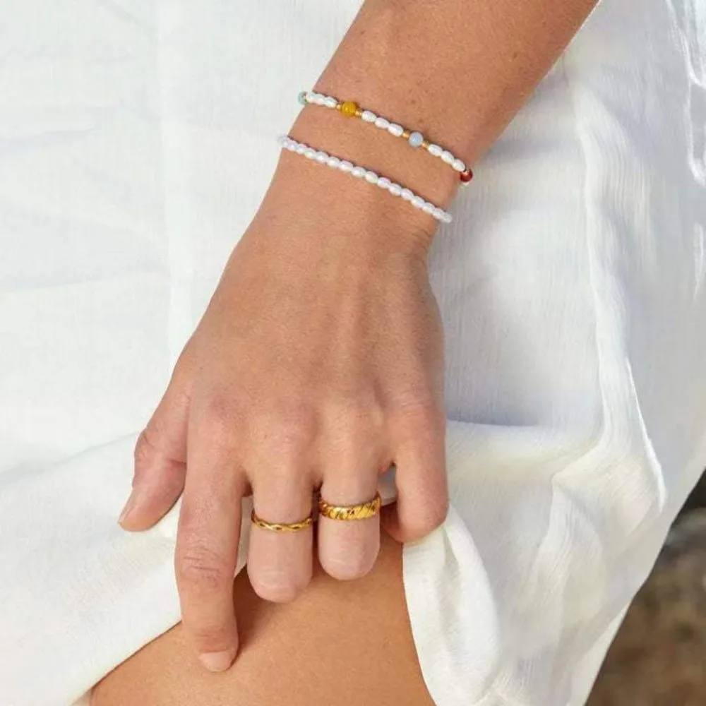 Vintage 3MM Imitation Pearls Bracelet for Women Stainless Steel Chain Bracelet Girls Ladies Gift Fashion Jewelry Wholesale