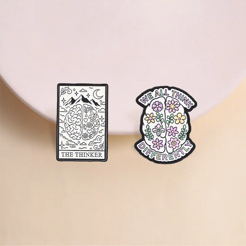 Broche florale pastel motif arc-en-ciel à l'intérieur du crâne pour soutenir la réflexion unique et l'expression personnelle, style décontracté