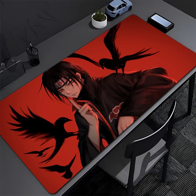 

NARUTO Uchiha Sasuke Mousepad Large Gaming Keyboard Gamer anti-slip Mouse Pad on The Table Desk Mat coaster PC Anime Mouse Mats