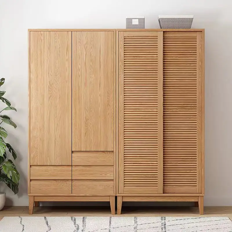 2022 Hot Selling Modern Chinese Solid Wood Foldable Bedroom Wardrobe Shaker Sliding Doors 5+ Drawers Home Furniture For Living
