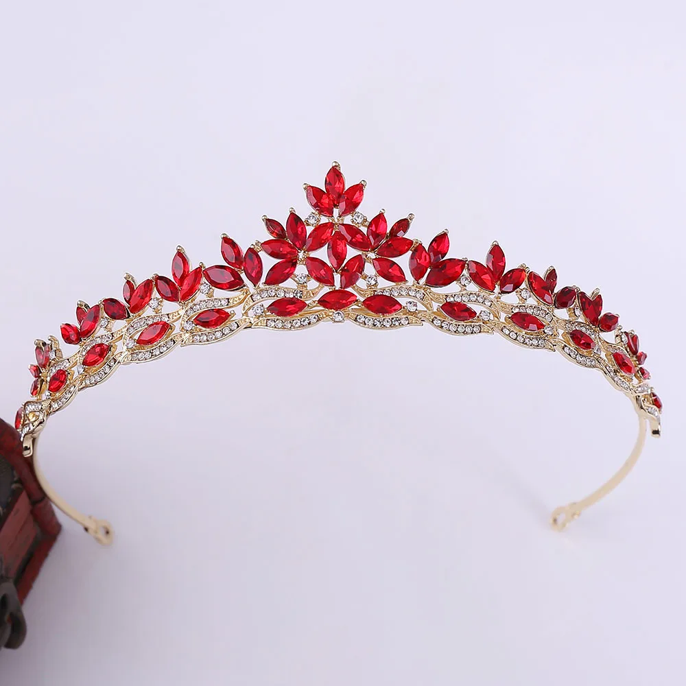 1pc bridal headdress diamond encrusted holiday runway crown wedding birthday leaves crystal crown hair bands hair accessories image 6