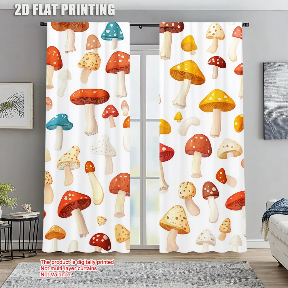 

2pc, Window Drapes Mushroom Versatile Polyester Fabric,Without Electricity summer party decorations Perfect for Indoor