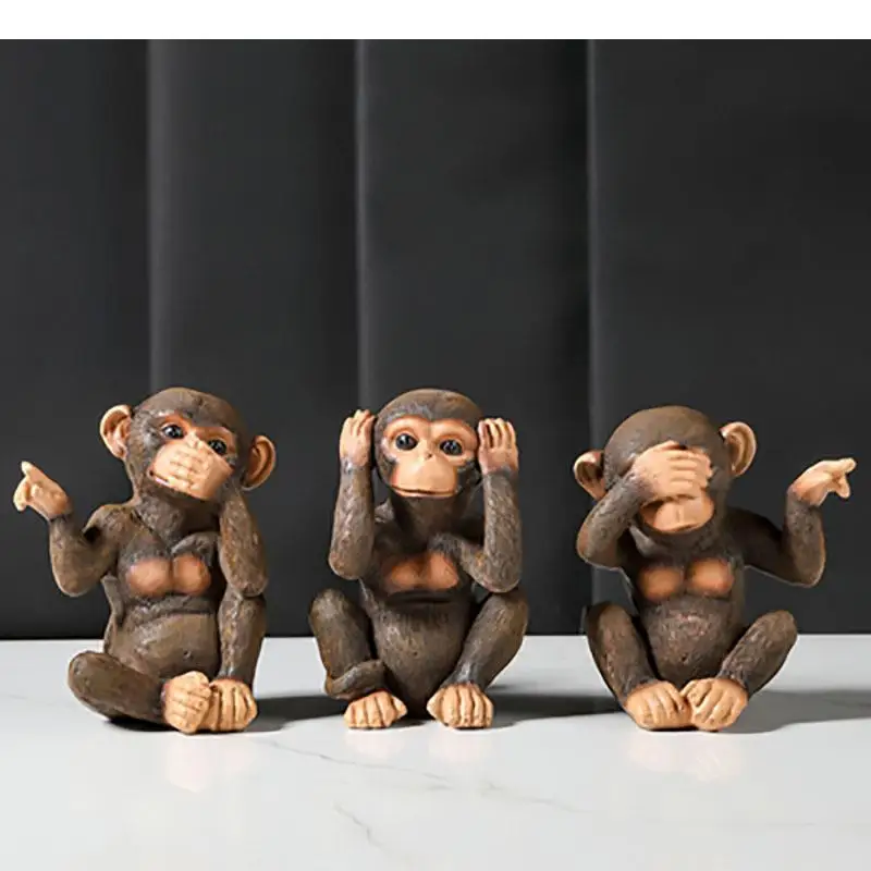 Simulation Monkey Resin Animal Ornaments Living Room Decoration Chimpanzee Furnishings Retro Orangutan Statue Vintage Home Decor