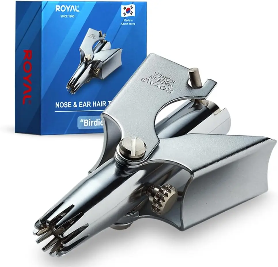 

Manual Waterproof Nose Hair Trimmer with Dual-Edged Blades, Painless and Battery-Free for Men