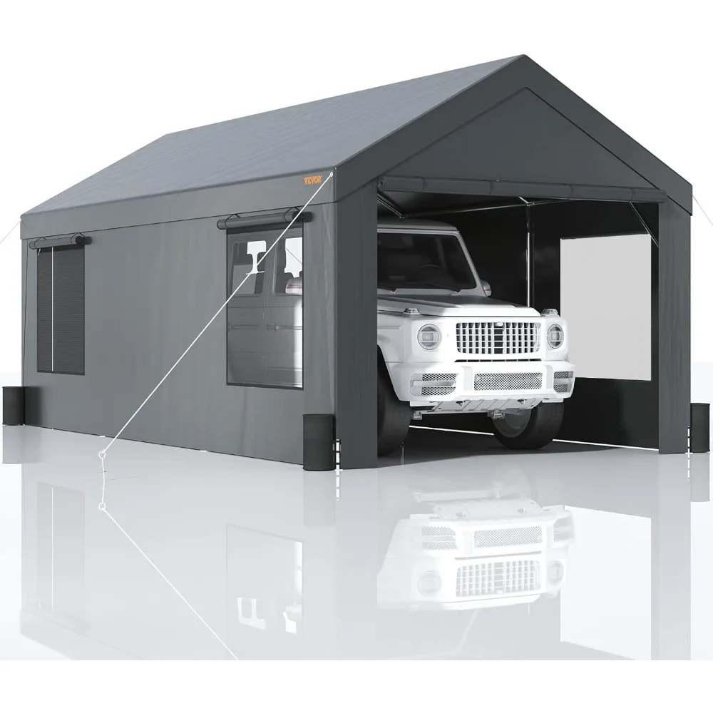 

Carport 10x20ft, Car Canopy Portable Garage, Heavy Duty Car Port with Roll-up Ventilated Windows & Removable ,for SUV, F150, Car