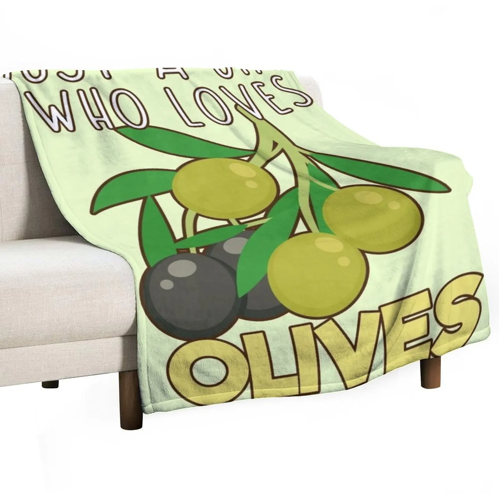 

Just A Girl Who Loves Olives. Throw Blanket Soft Big Vintage Baby Single Blankets
