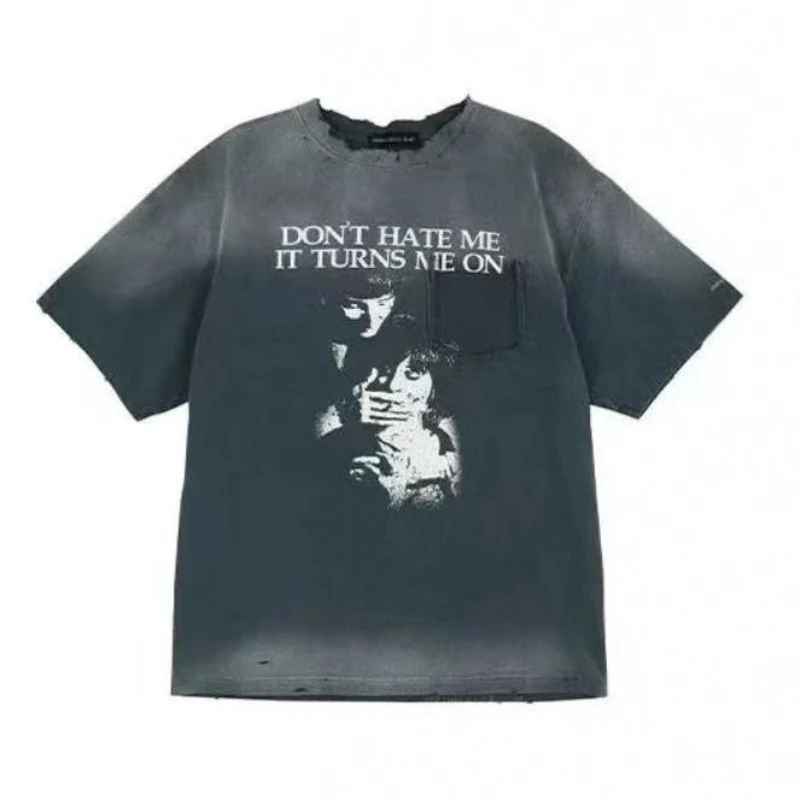 

Футболка Grailz 25ss Faded с потертостями и винтажным принтом, футболка с короткими рукавами, Корея