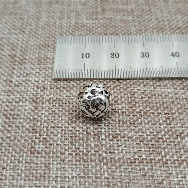 2 Pieces of 925 Sterling Silver Vintage Knot Beads 10mm for Jewelry Findings Components
