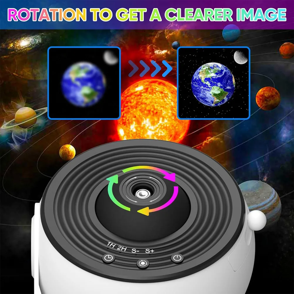 13 في 1 Galaxy Ultra Star Projector HD Image Area LED Night Light، 13 فيلمًا، 360 °   قم بتدوير مؤقت 1/2 ساعة لغرفة نوم الأطفال والكبار