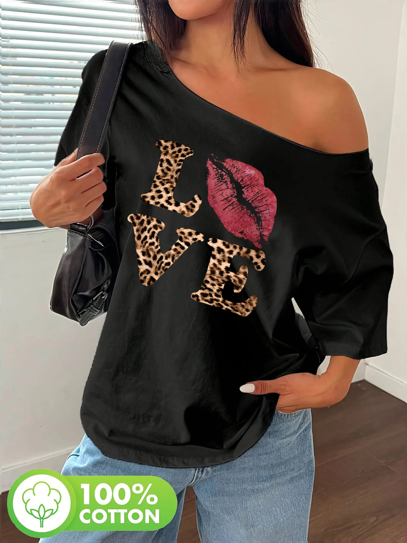 Y-Retro Sunshine Plus Reine Baumwolle Schulterfreies Y2K T-Shirt Modisches Damen-Baumwolltop Bequeme Damenkleidung – Detail 3