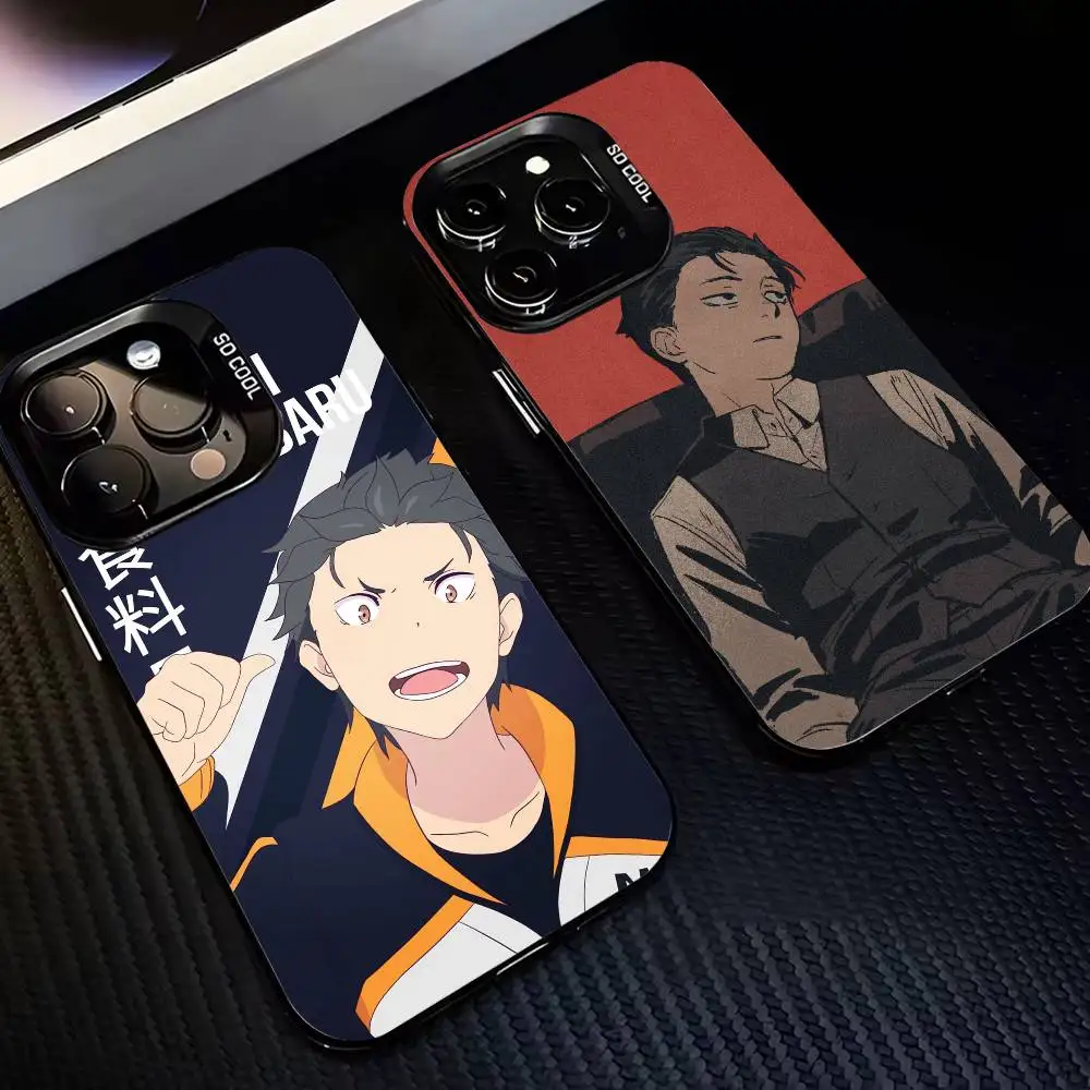 

S-Starting L-Life N-Natsuki Subaru-NS Phone Case For iPhone 17,16,15,14,13,12,11 Plus,Pro Max,Colored Silver Plated Inside Cover