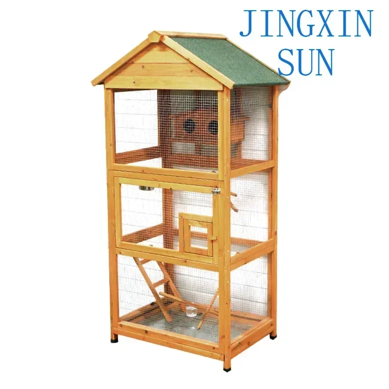 Outdoor large bird cage rainproof wooden household budgie cage sun protection warm pigeon cage kindergarten ecology