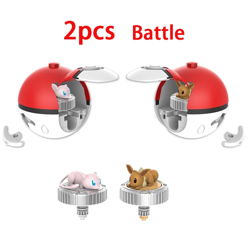 2pcs Pokemon Launcher Gyroscope Rotating Children\'s Arena Toy Set Pikachu Battle Plate Pok é Ball Boy Birthday Christmas Gifts