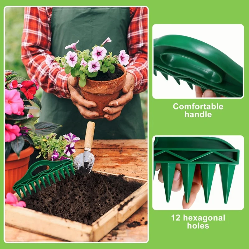Plantador de tierra con 12 agujeros, espaciador de semillas de jardín con dispensador de semillas ajustable para plantar semillas y bombillas