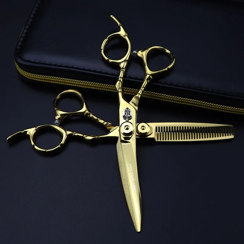 

NEPURLson 6 Inch Cutting Thinning Styling Tool Hair Scissors Stainless Steel Salon Hairdressing Shears Regular Flat Teeth Blades