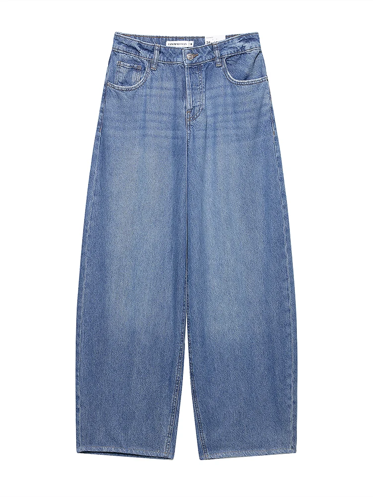 

SIYANG Women Fashion Denim Blue Front Zipper Straight Pants Jeans Vintage High Waist Full Length Female Trousers
