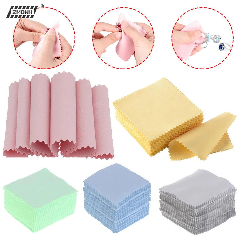 [H]50pcs Polish Polishing Cloth Silver Color Cleaning Polishing Cloth Soft Clean Wipe Wiping Cloth For Silver Gold Jewelry Tool