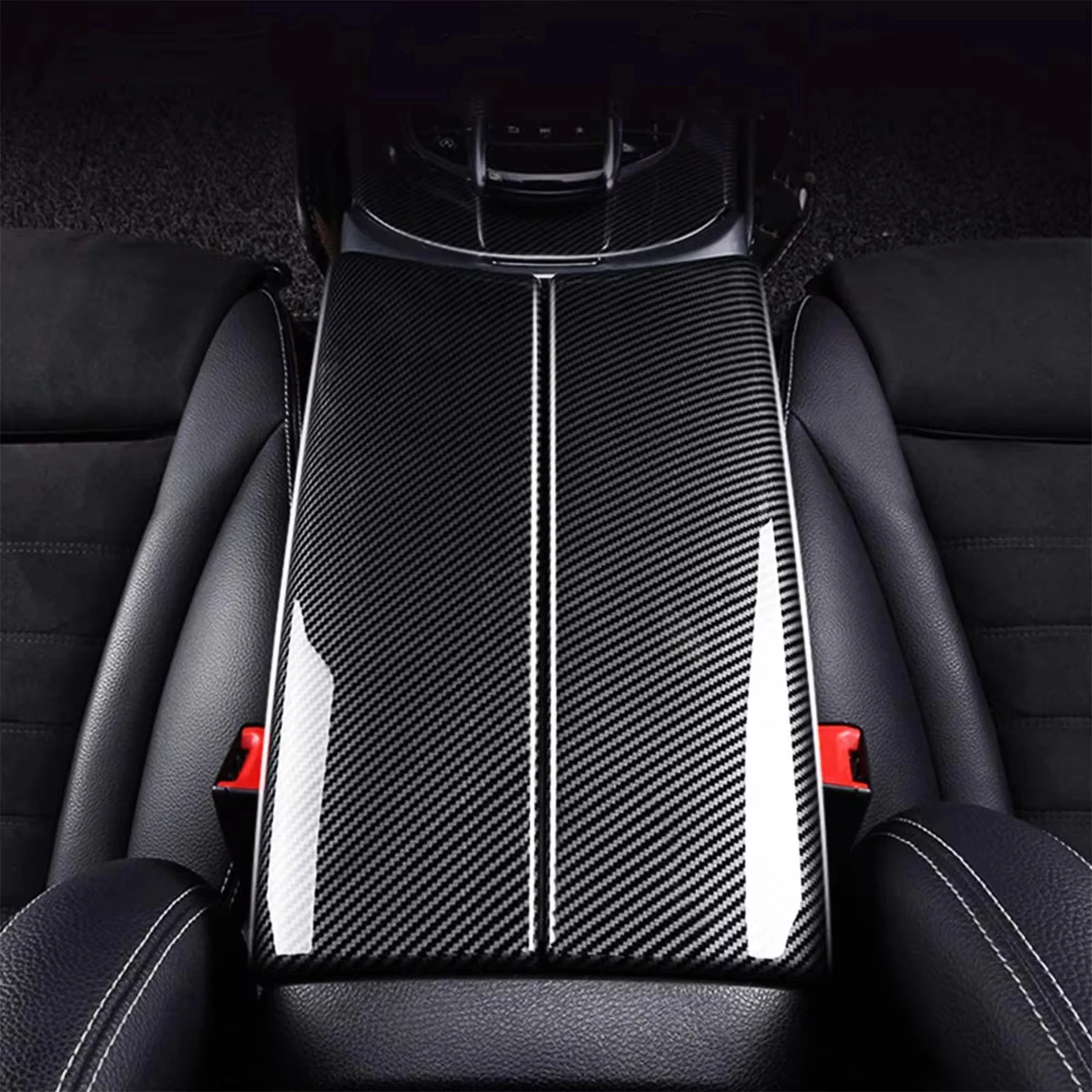 For Mercedes-Benz C E Glc Class W205 W213 X253 Abs Carbon Fiber Color Car Interior Center Armrest Box Trim Cover