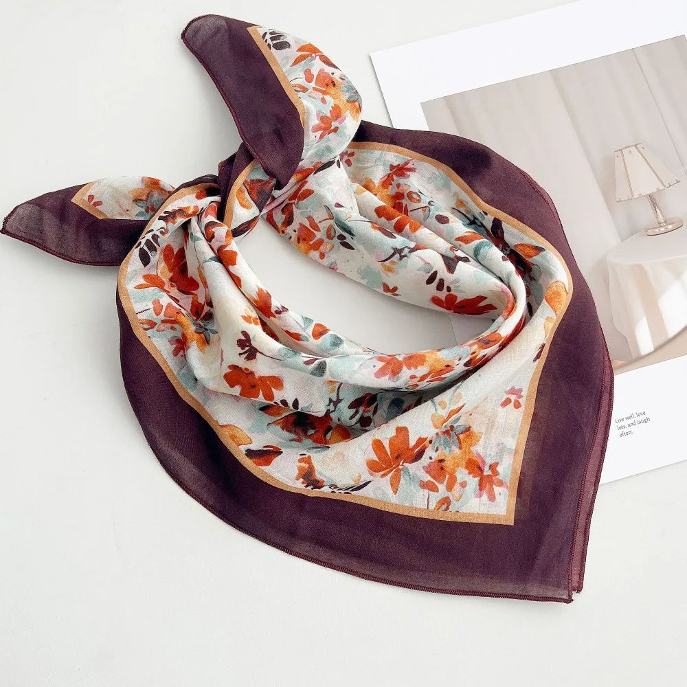 

Thin Cotton Square Scarf Korean Breathable Cashew Nut Print Silk Scarf Scarf Hair Band Headband Square Handkerchief Outdoor