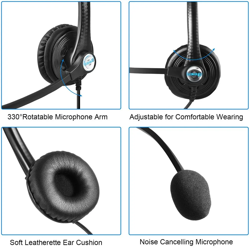 Auriculares telefónicos A16, auriculares con ruido para centro de llamadas y micrófono, volumen ajustable, cancelación de ruido, auriculares de tráfico para llamadas
