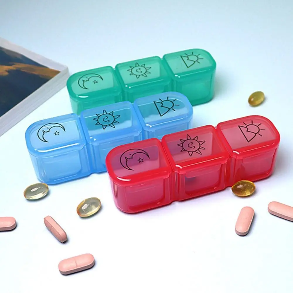 Mini Weekly Pill Organizer Three Grids Multifunction Pill Storage Box Waterproof Dust Prevention Sub-Packing Pill Box Daily