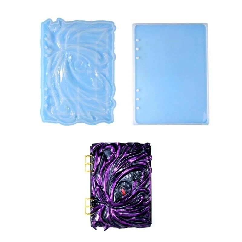 

652F Notebook Cover Epoxy Resin Silicone Molds with Loose Leaf Binder Rings Kits Notepad Cover DIY Casting Tool Handmade Mold