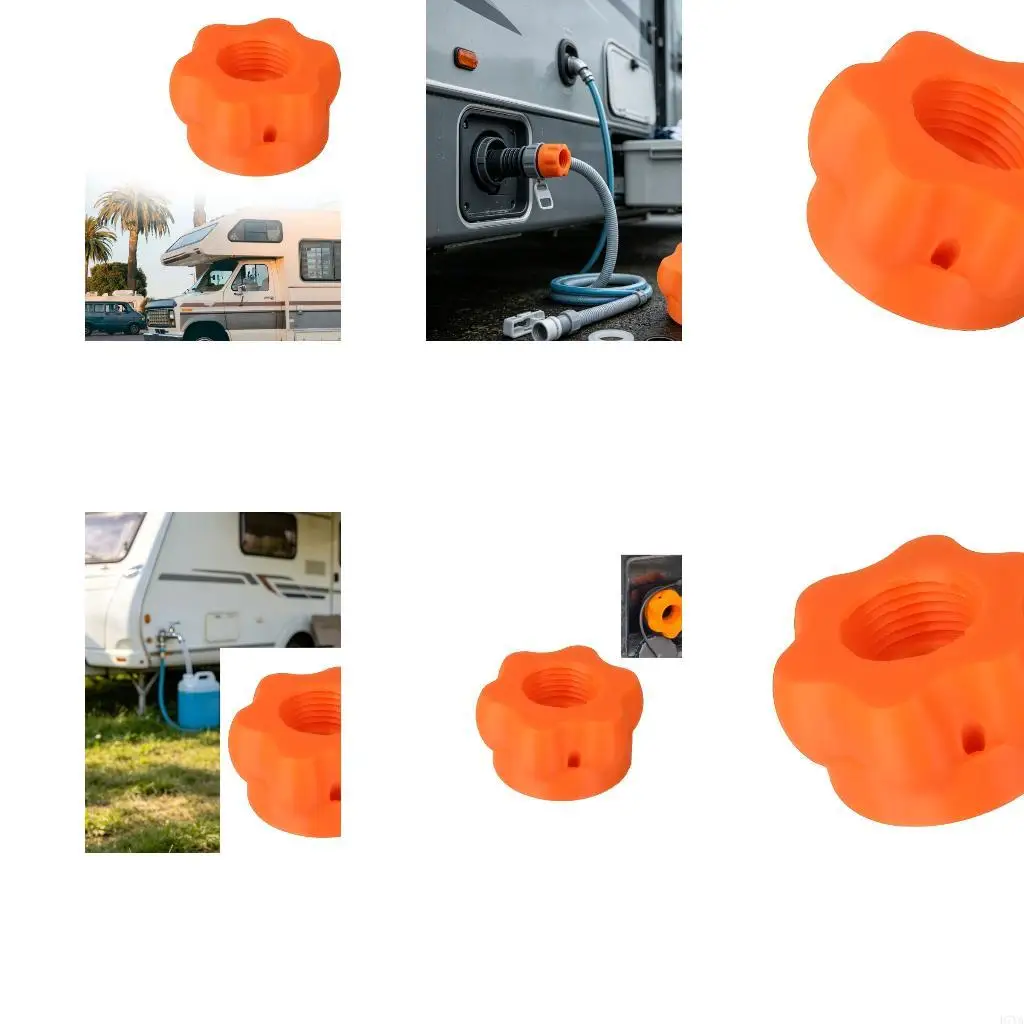 Hose Fill Adapter with Threaded Center Opening, Plastic Water Port Accessory for Trailer Maintenance and D7YA