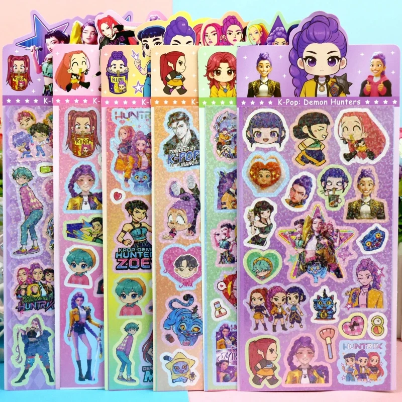 

K-Pop Demon Hunters Laser Stickers - Anime & Cartoon Style, Cute Creative Stickers for School Supplies and Home Decoration