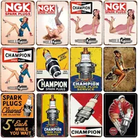 Vintage Spark Plugs Service Tin Sign  Retro Metal Plate Wall Decor for Garage Bar Cafe Gym Car Shop  Classic Iron Picture Dec