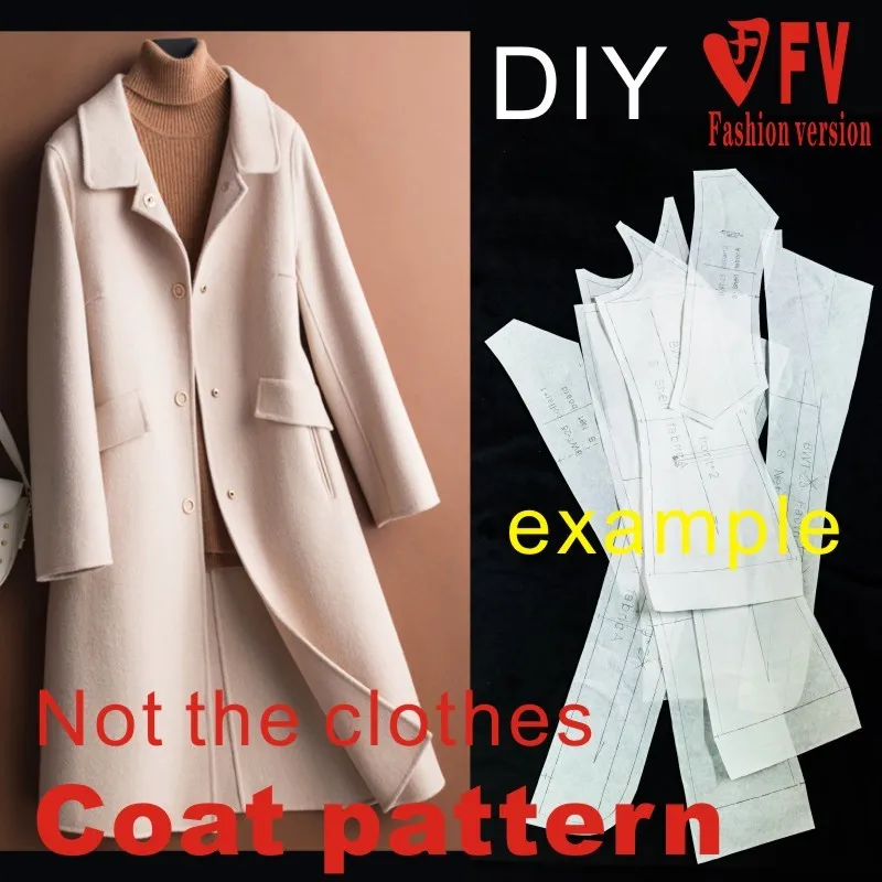 Mid-length double-sided cashmere coat pattern 1:1 physical design clothing cutting drawing BFY-302