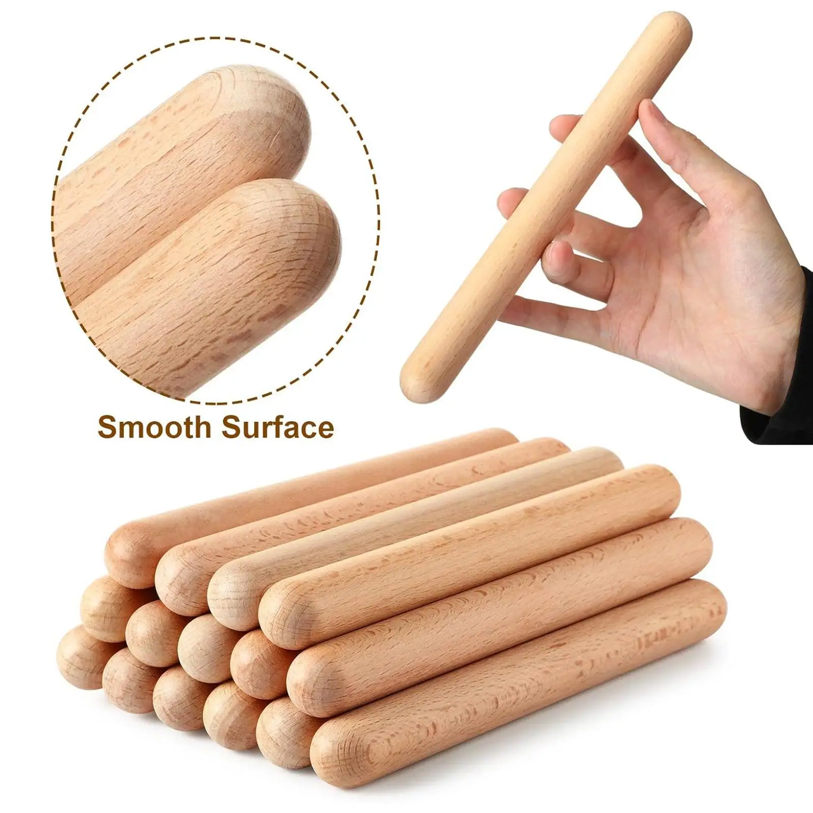 

20Pcs Music Rhythm Sticks Sturdy Music Enlightenment Hand Clapper Wooden Percussion Instrument for Beginners Kids Baby Children