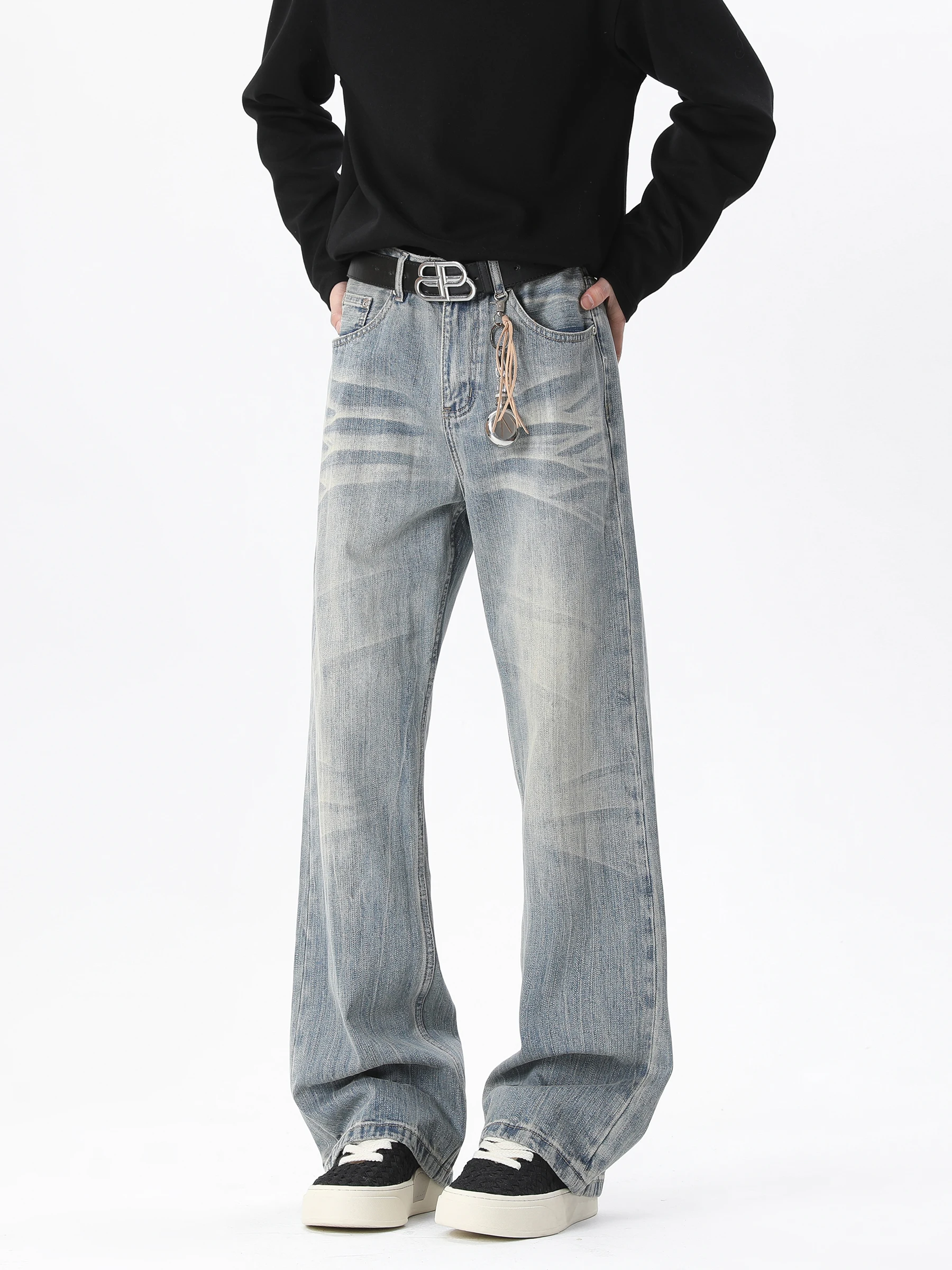 

Мужские джинсы Waed из бамбукового волокна, осенне-зимние, прямые, свободные, в стиле American High Street, Cleanfit