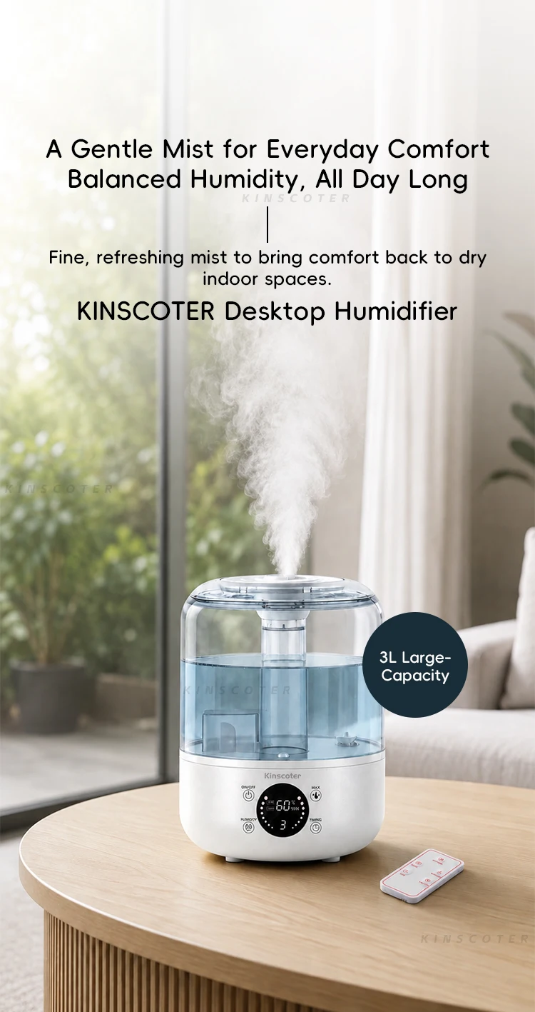 Kinscoter 3L Luftbefeuchter Professioneller Großraum-Luftbefeuchter für Zuhause Tisch-Wassernebel-Diffusor mit Fernbedienung – Detail 4