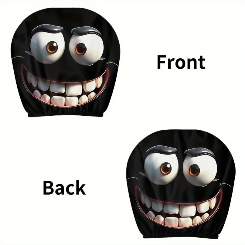 2pcs Smiley Face Car Pillow Covers, Soft Washable Headrest Covers, No Deformation 5