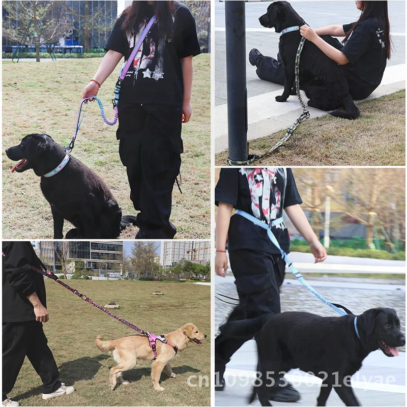 

Amazon New Pet Running Leash Multi-Functional Crossbody Hands-Free Polyester Dog Traction Rope with Reflective Light Purple &