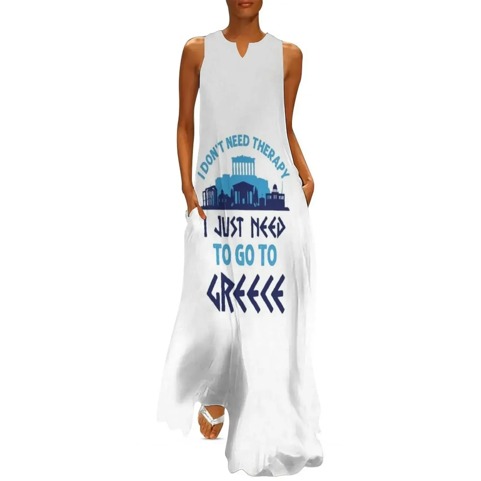 

I Don't Need Therapy I Just Need to Go to Greece Long Dress dresses with long sleeves Dress